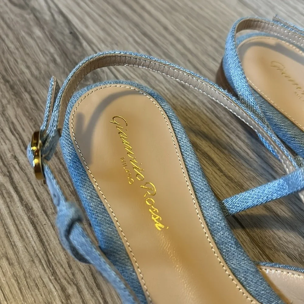 Gianvito Rossi Light Denim Slingback Flats